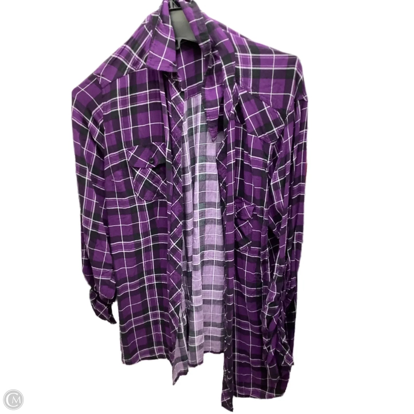 Top Long Sleeve By Torrid In Plaid Pattern, Size: 2x