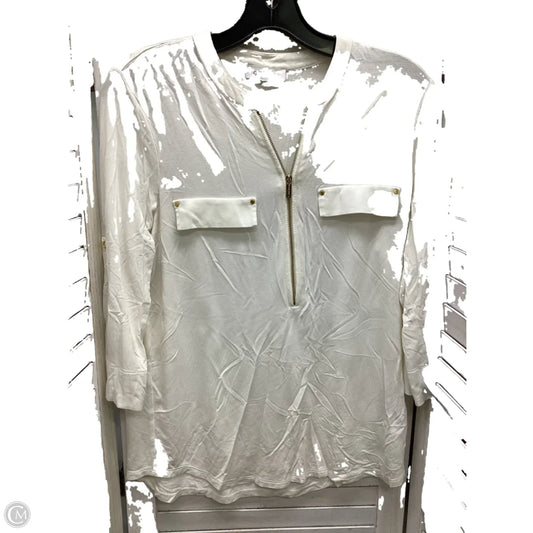 Top Long Sleeve By Calvin Klein In White, Size: M