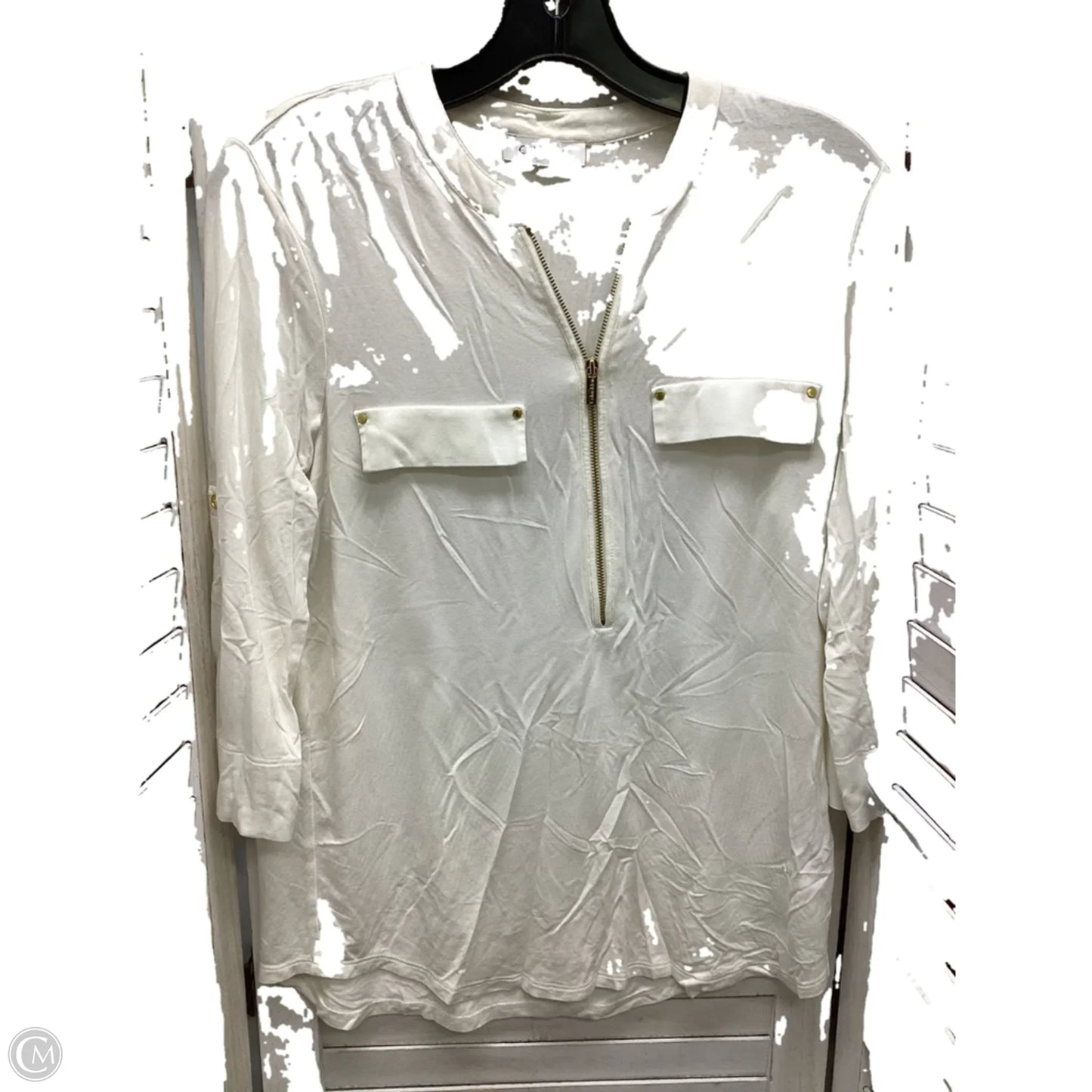 Top Long Sleeve By Calvin Klein In White, Size: M