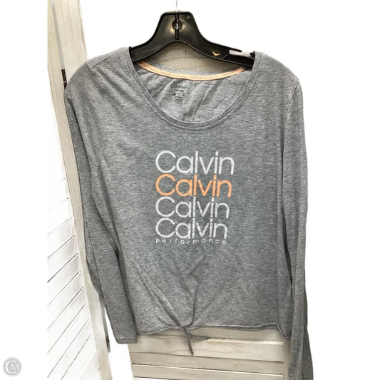 Top Long Sleeve By Calvin Klein In Grey, Size: Xl