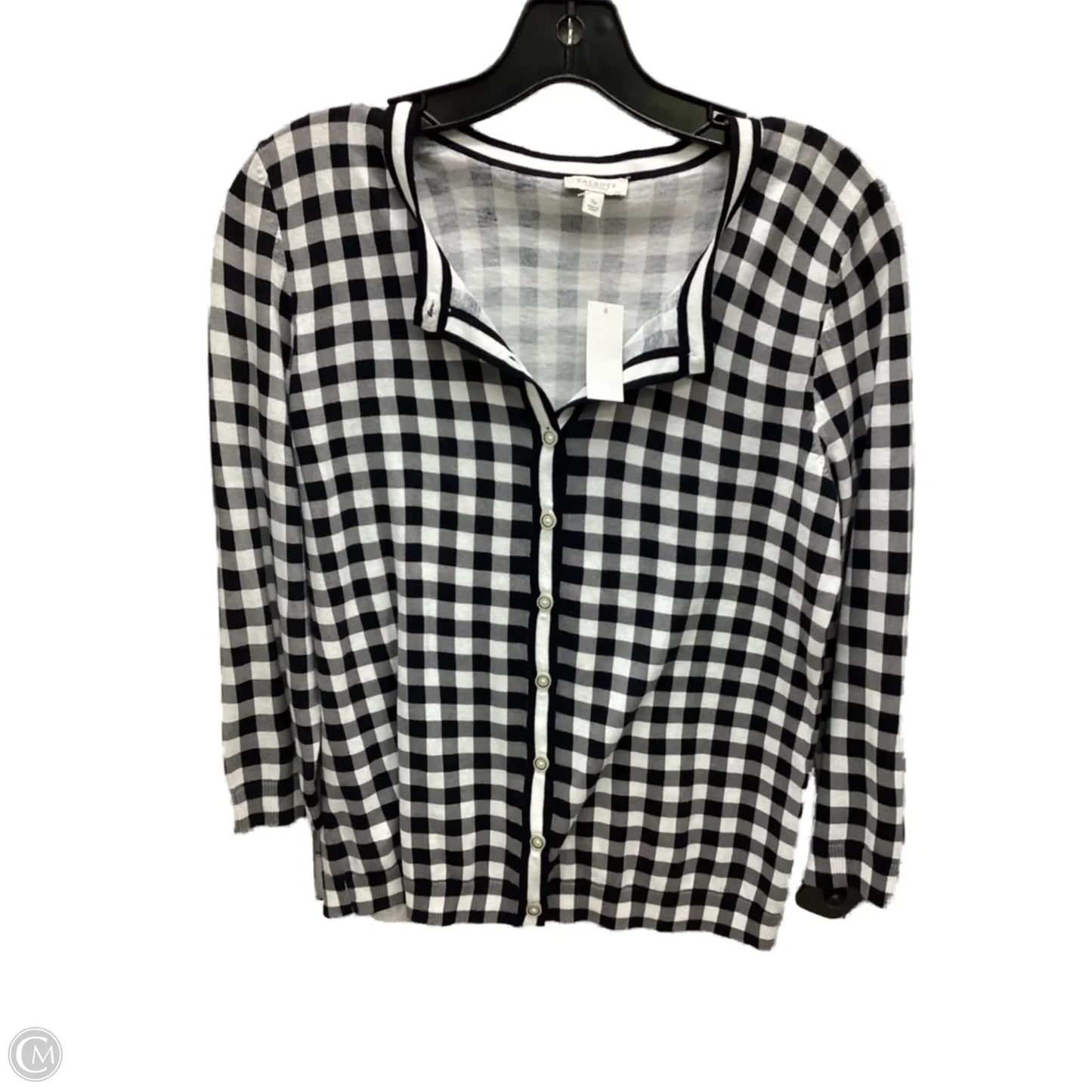 Sweater Cardigan By Talbots In Plaid Pattern, Size: Sp