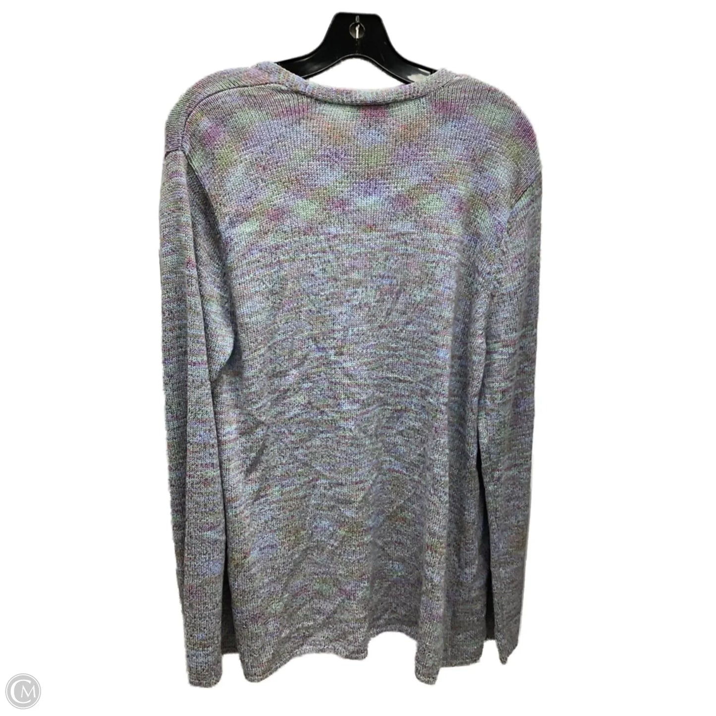 Sweater Cardigan By Talbots In Rainbow Print, Size: L