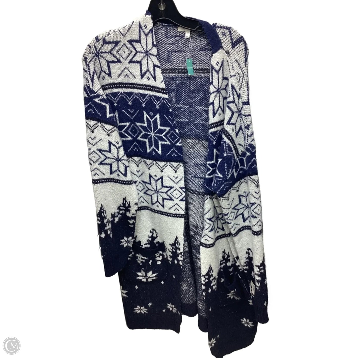 Sweater Cardigan By Maurices In Blue & Grey, Size: Xl