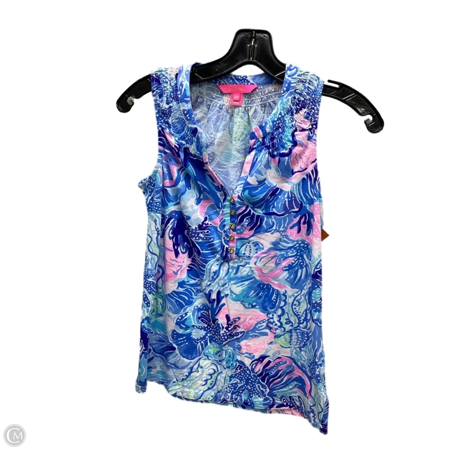 Top Sleeveless Designer By Lilly Pulitzer In Blue & Pink, Size: Xxs
