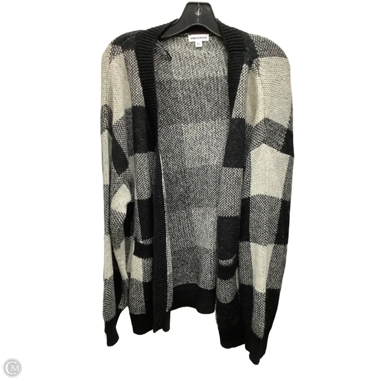 Cardigan By Vigoss In Black & Cream, Size: Xl