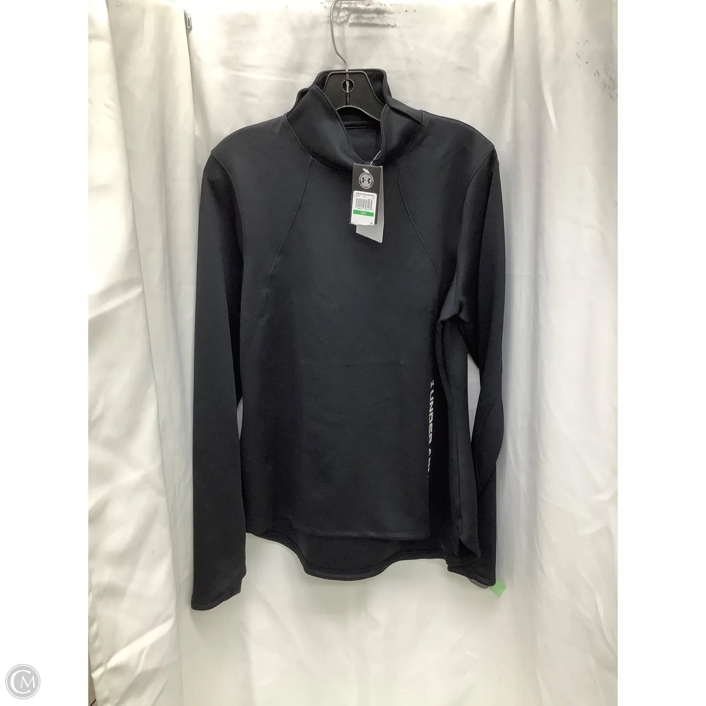 Athletic Top Long Sleeve Collar By Under Armour In Black, Size: M