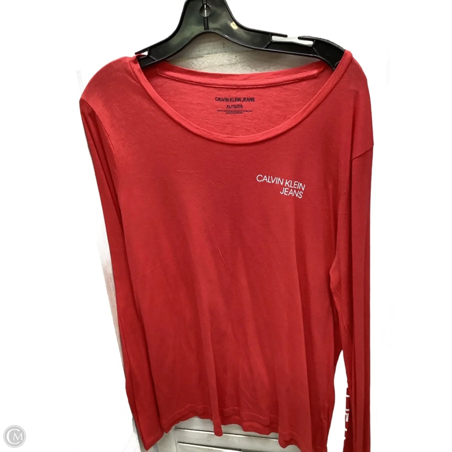 Top Long Sleeve Basic By Calvin Klein In Coral, Size: Xl