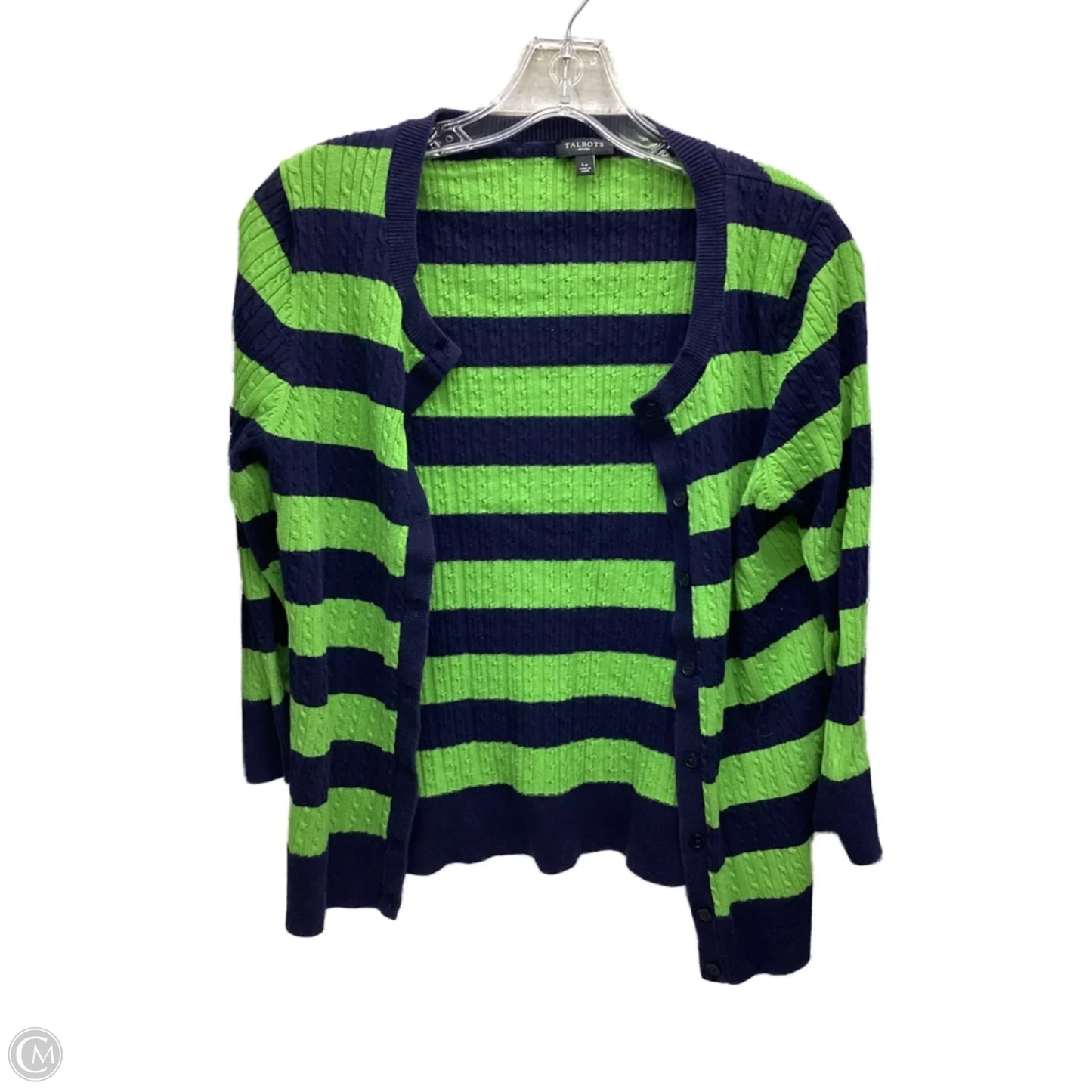 Sweater Cardigan By Talbots In Green, Size: L