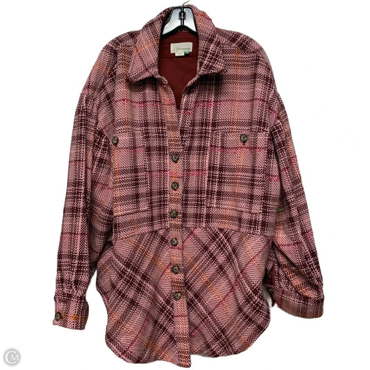 Jacket Shirt By Anthropologie In Pink & Red, Size: 3x