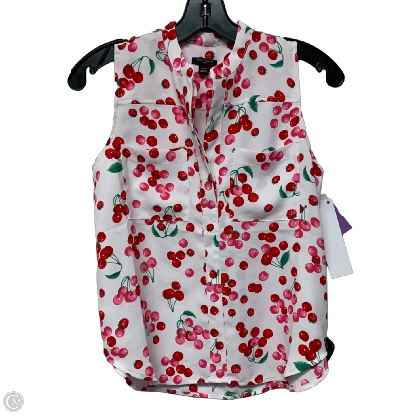 Blouse Sleeveless By Ann Taylor In Red & White, Size: Xxsp