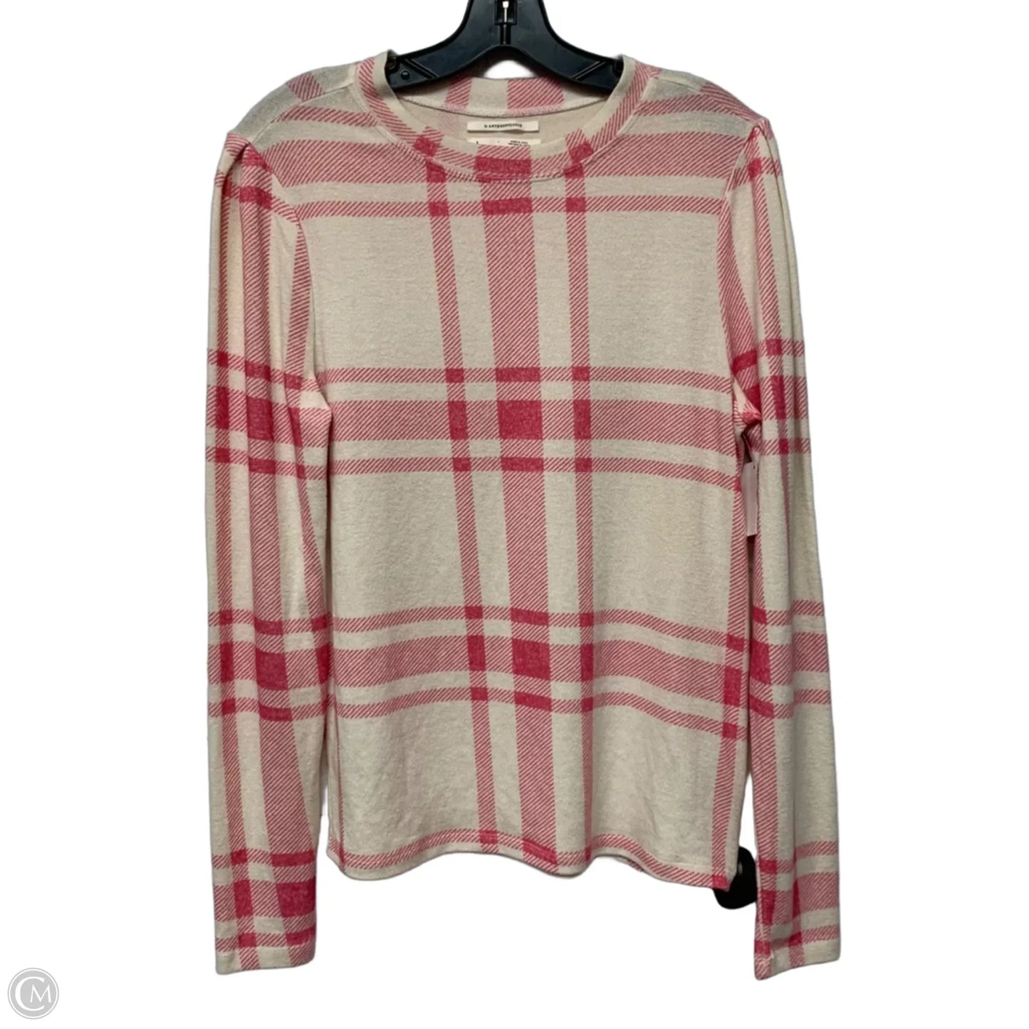 Top Long Sleeve By Anthropologie In Pink & White, Size: S
