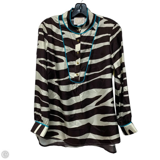 Blouse Long Sleeve By Sail To Sable In Brown & Cream, Size: S