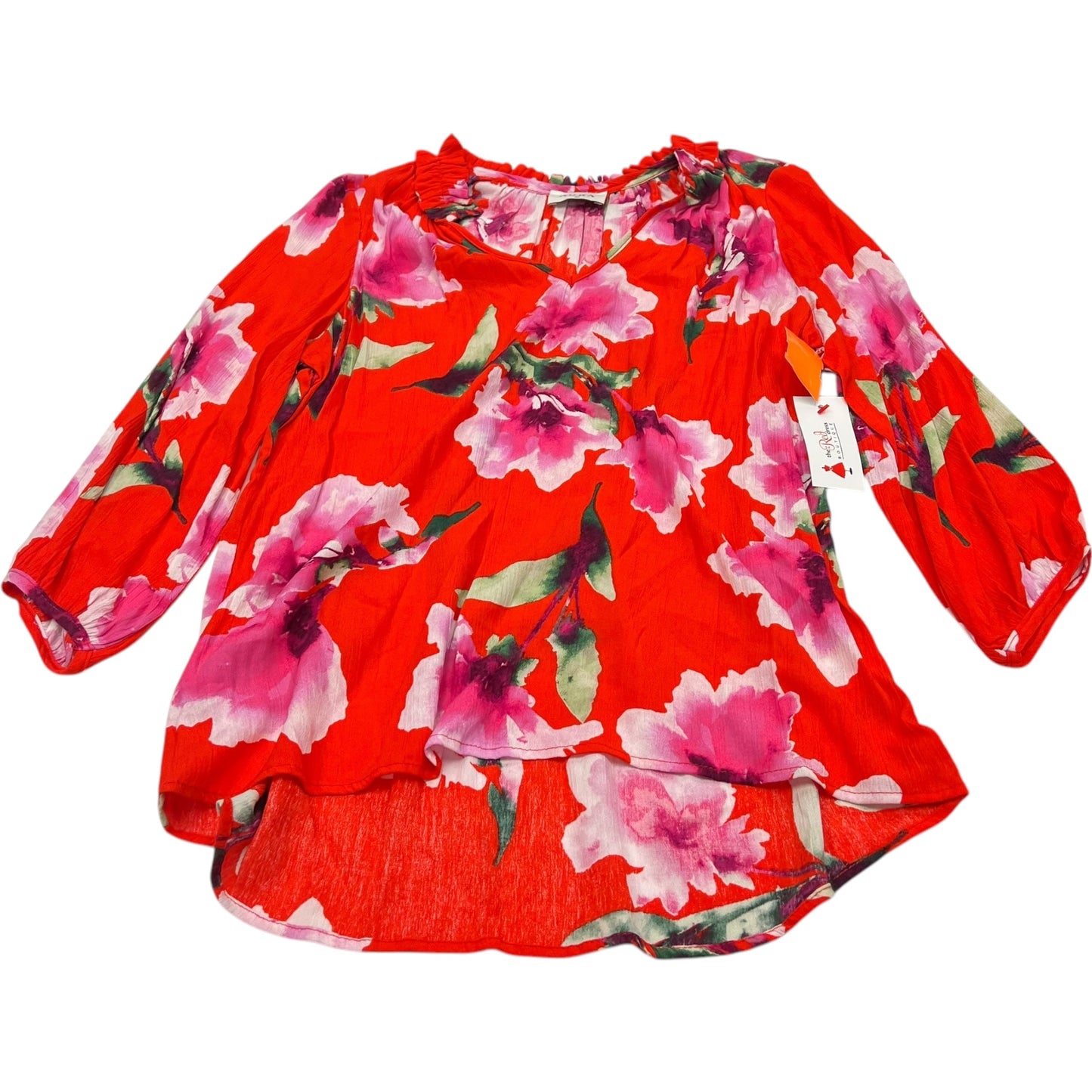 Top Long Sleeve By Arua In Red, Size: L