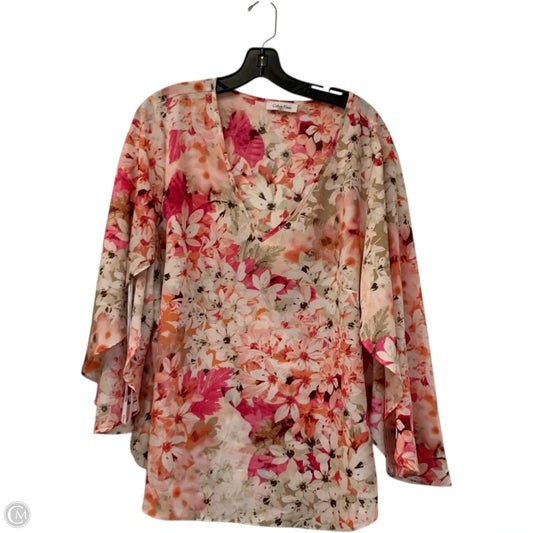 Blouse Long Sleeve By Calvin Klein In Pink, Size: 1x