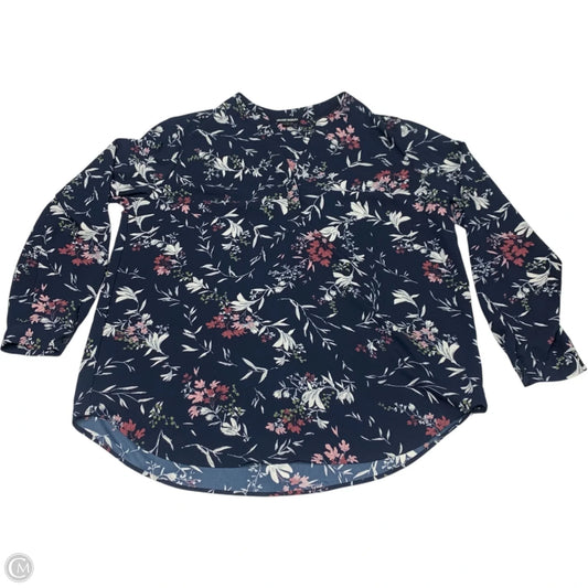 Blouse Long Sleeve By Hilary Radley In Navy, Size: L