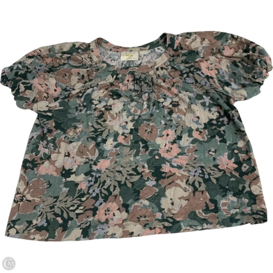 Top Short Sleeve By Maeve In Green & Pink, Size: L