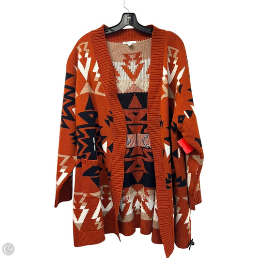 Sweater Cardigan By Cato In Orange, Size: 3x