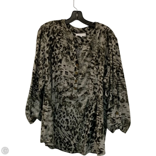 Top Long Sleeve By New Directions In Grey, Size: 3x
