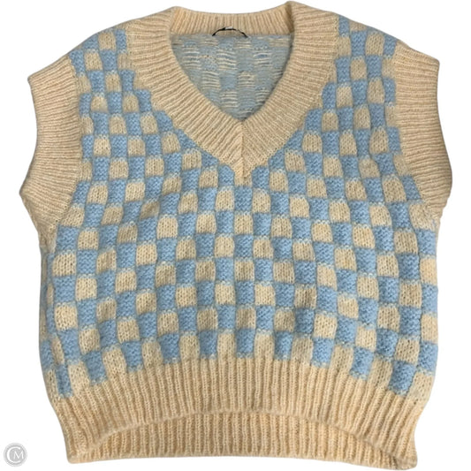 Vest Sweater By English Factory In Blue & Cream, Size: S