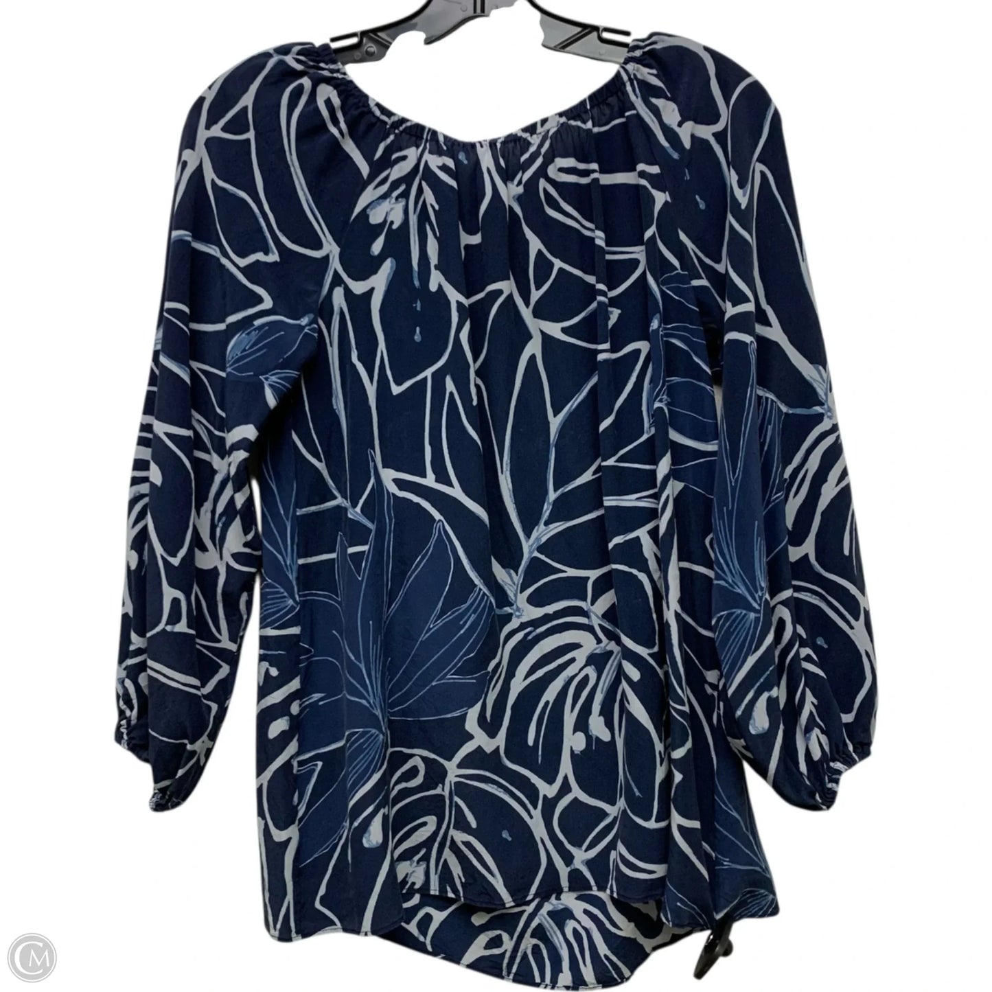 Blouse Designer By Lafayette 148 In Blue & White, Size: Xs