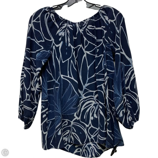 Blouse Designer By Lafayette 148 In Blue & White, Size: Xs