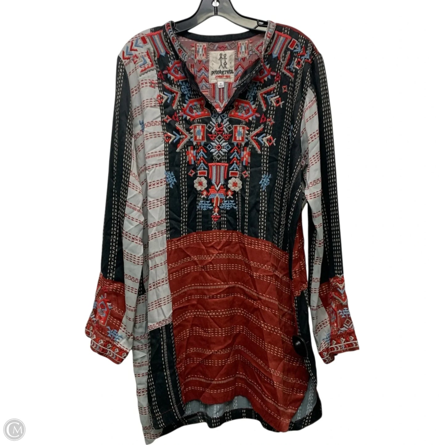 Tunic Designer By Johnny Was In Black & Red, Size: M