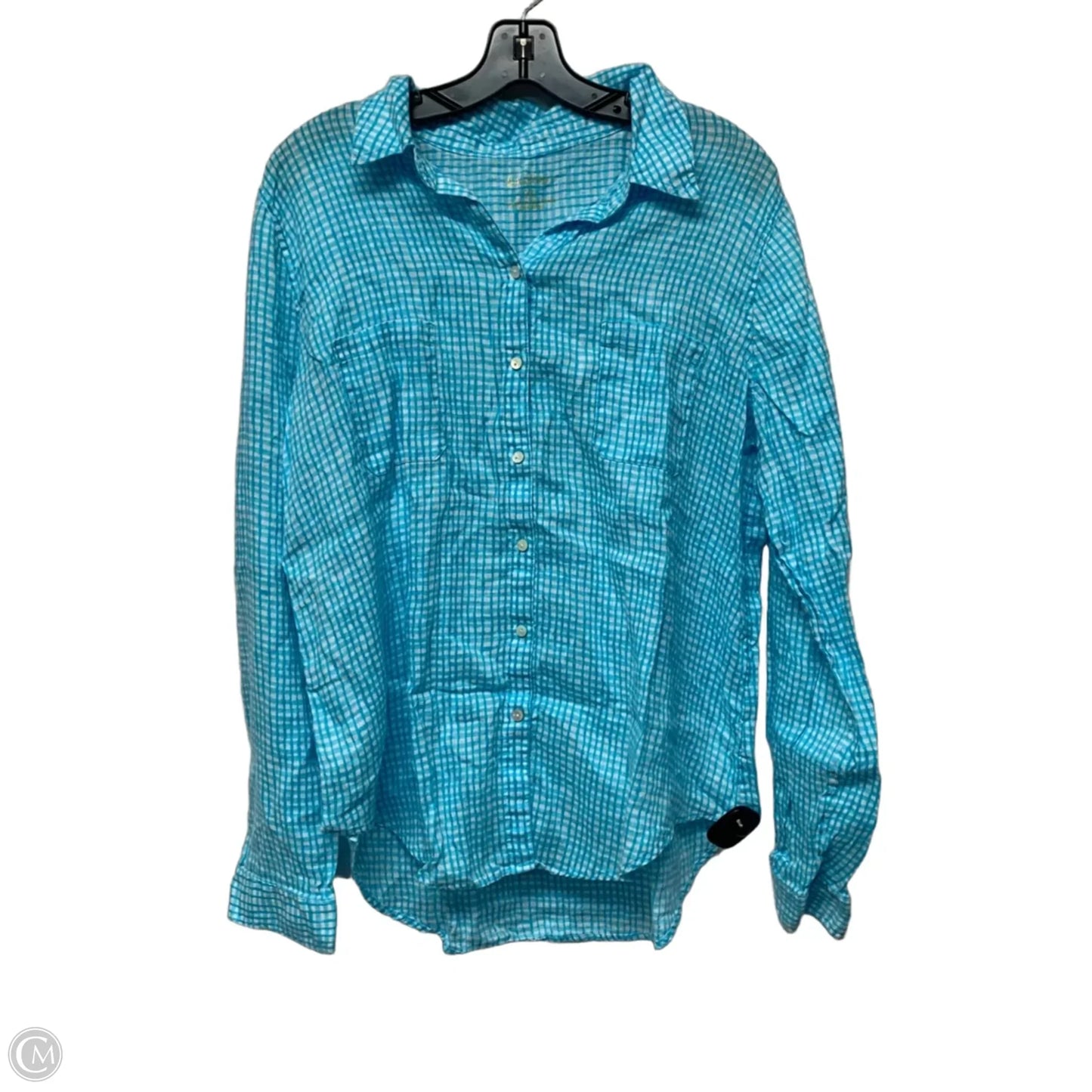 Top Long Sleeve Designer By Lilly Pulitzer In Blue & White, Size: Xl