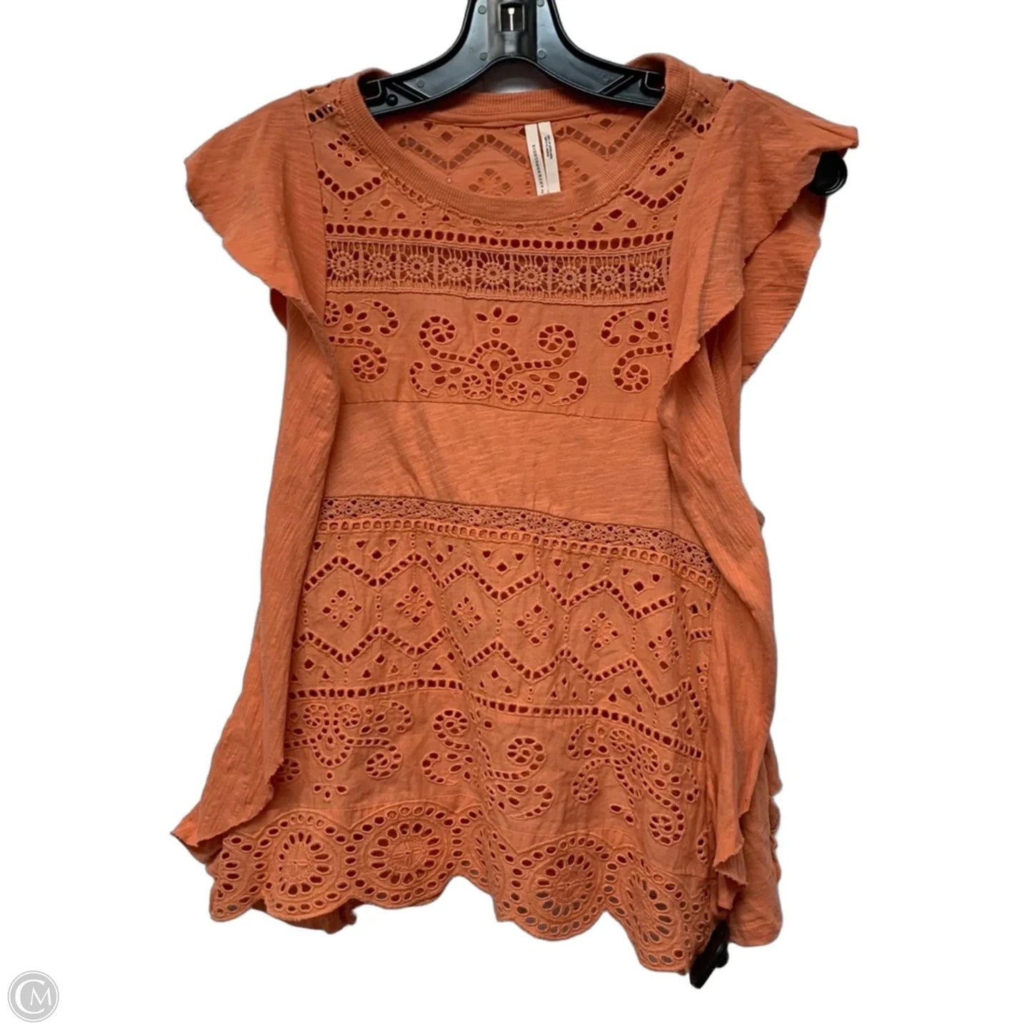 Top Short Sleeve By Anthropologie In Orange, Size: Xs