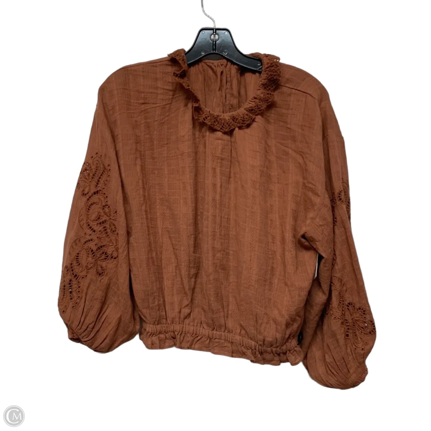 Top Long Sleeve By Pilcro In Brown, Size: S