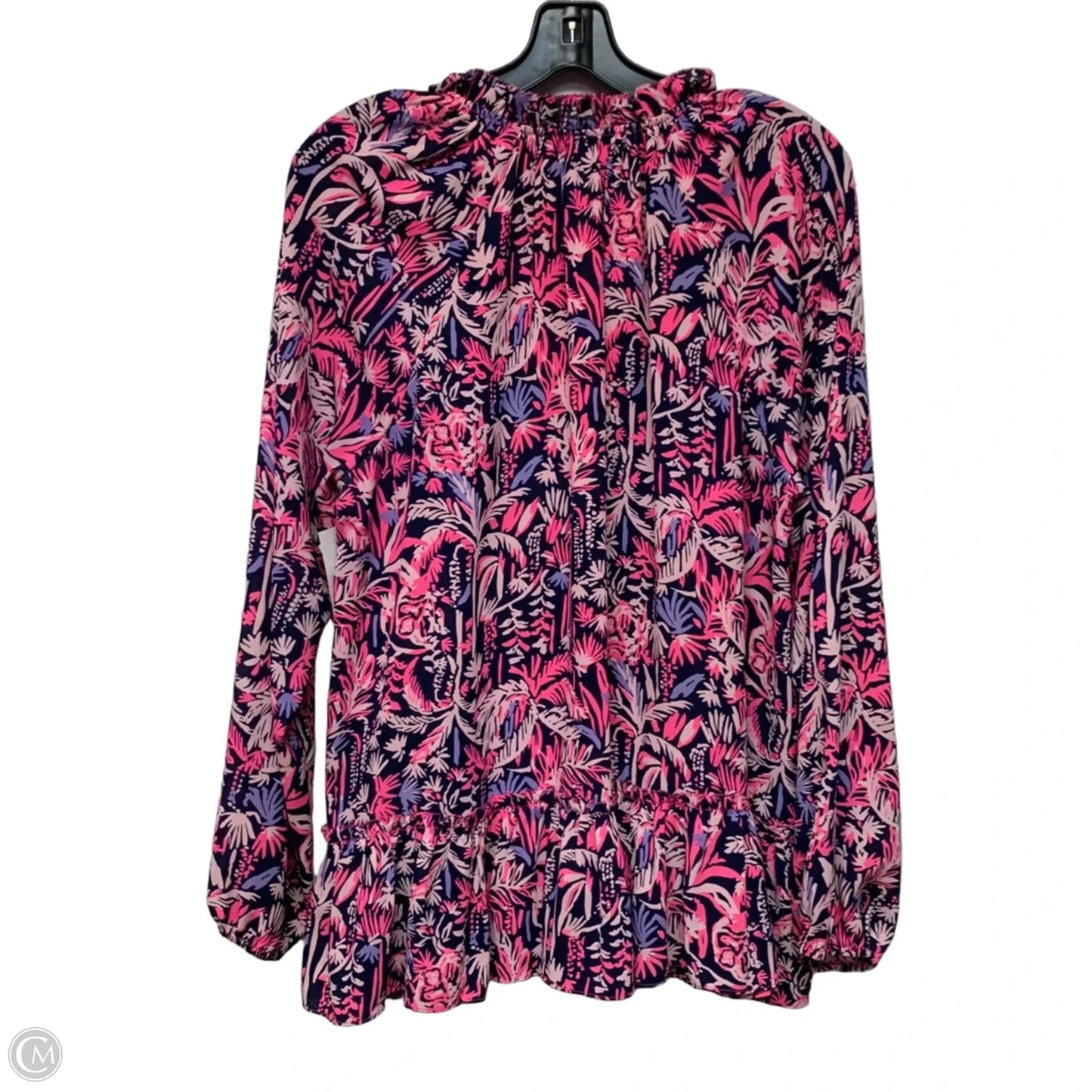 Blouse Designer By Lilly Pulitzer In Blue & Pink, Size: L