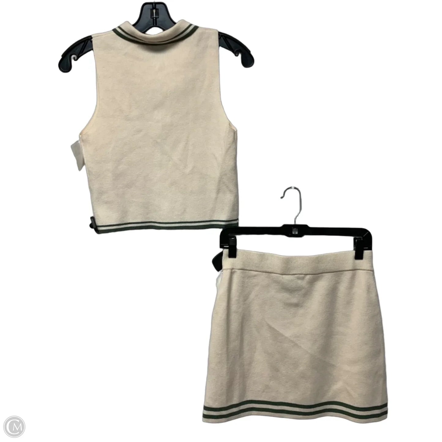 Skirt Set 2pc By Pink Rose In Cream & Green, Size: M