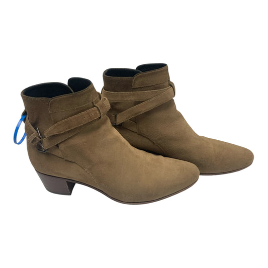 Boots Luxury Designer By Yves Saint Laurent In Tan, Size: 10