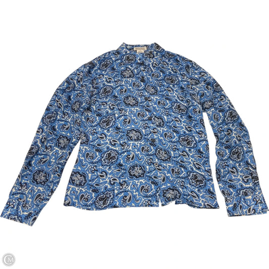 Blouse Long Sleeve By Michael By Michael Kors In Black & Blue, Size: M