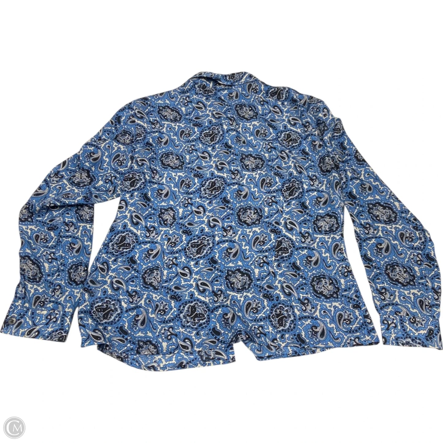 Blouse Long Sleeve By Michael By Michael Kors In Black & Blue, Size: M