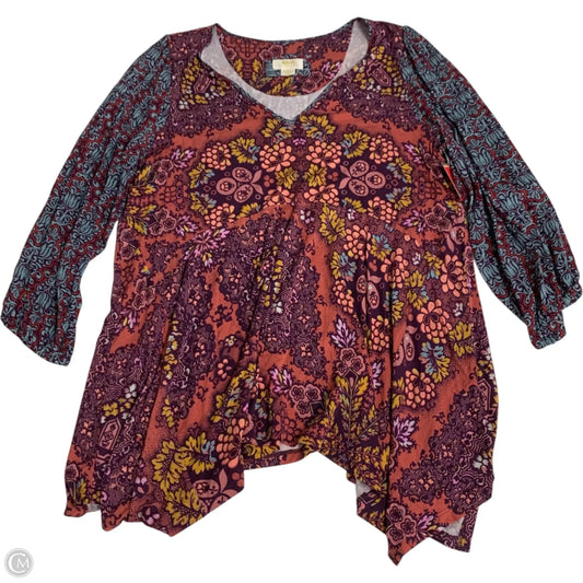 Tunic Long Sleeve By Maeve In Blue & Pink, Size: Xl