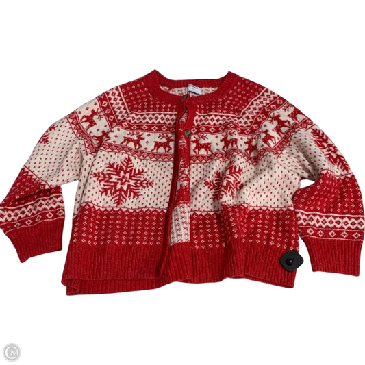 Sweater Cardigan By Old Navy In Red & White, Size: 3x