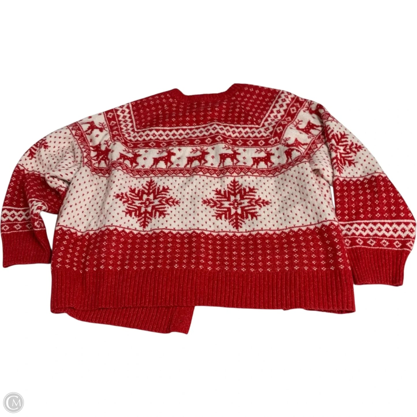 Sweater Cardigan By Old Navy In Red & White, Size: 3x