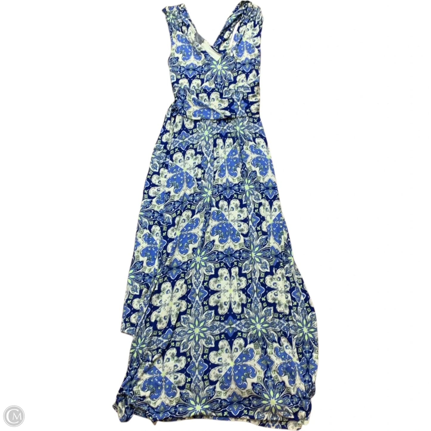 Dress Casual Maxi By vanessa virginia In Blue & Cream, Size: L