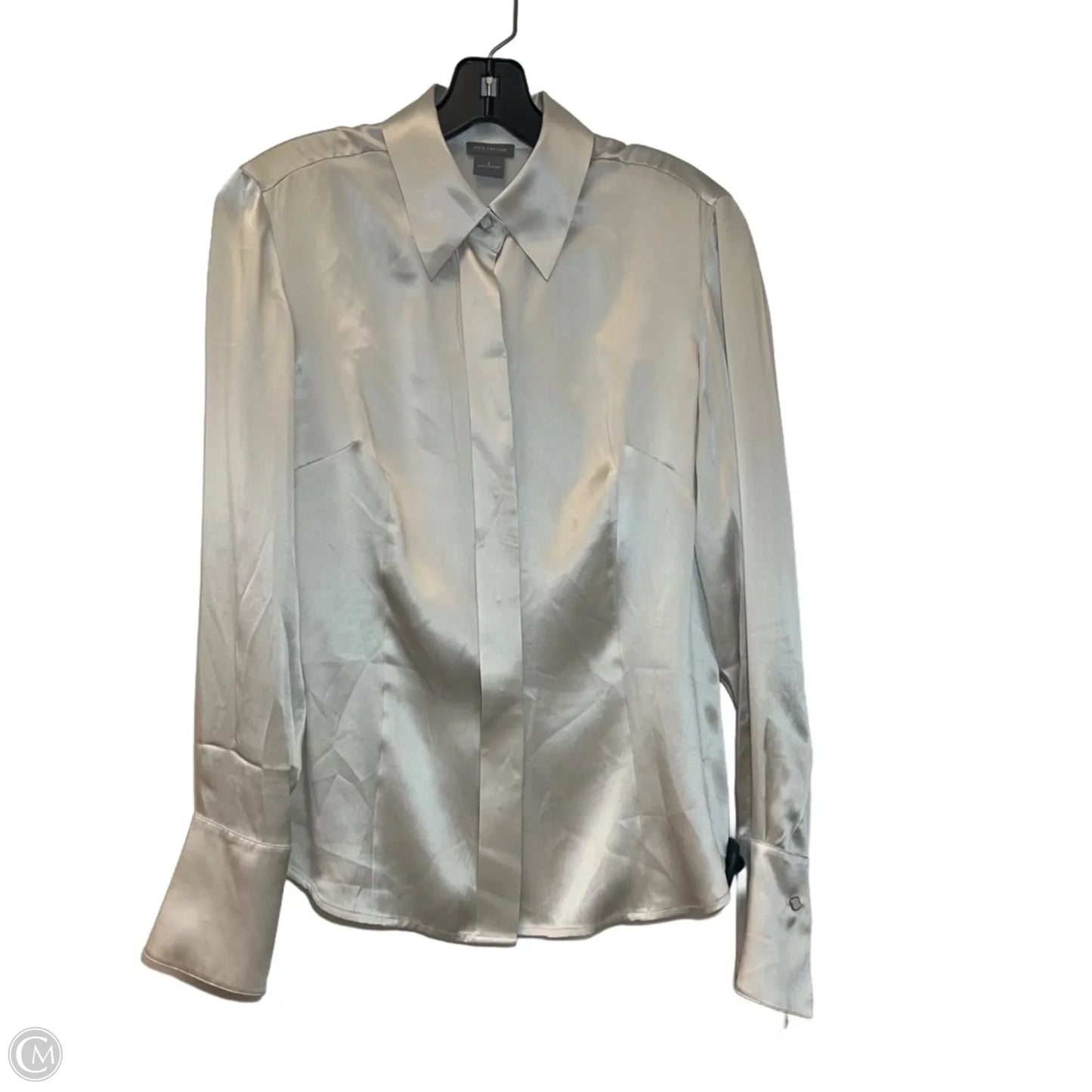 Blouse Long Sleeve By Ann Taylor In White, Size: S
