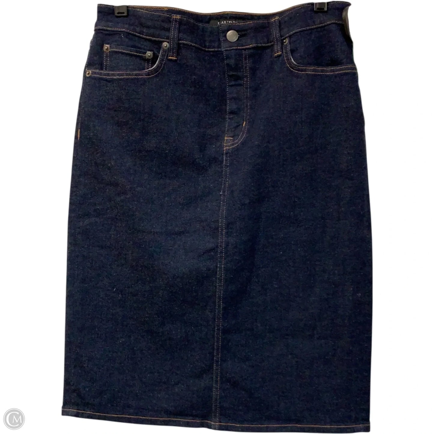 Skirt Midi By Lauren By Ralph Lauren In Blue Denim, Size: S