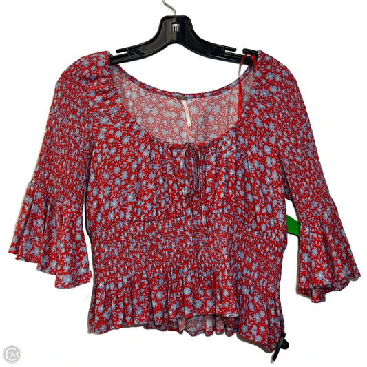 Top 3/4 Sleeve By Free People In Blue & Red, Size: S