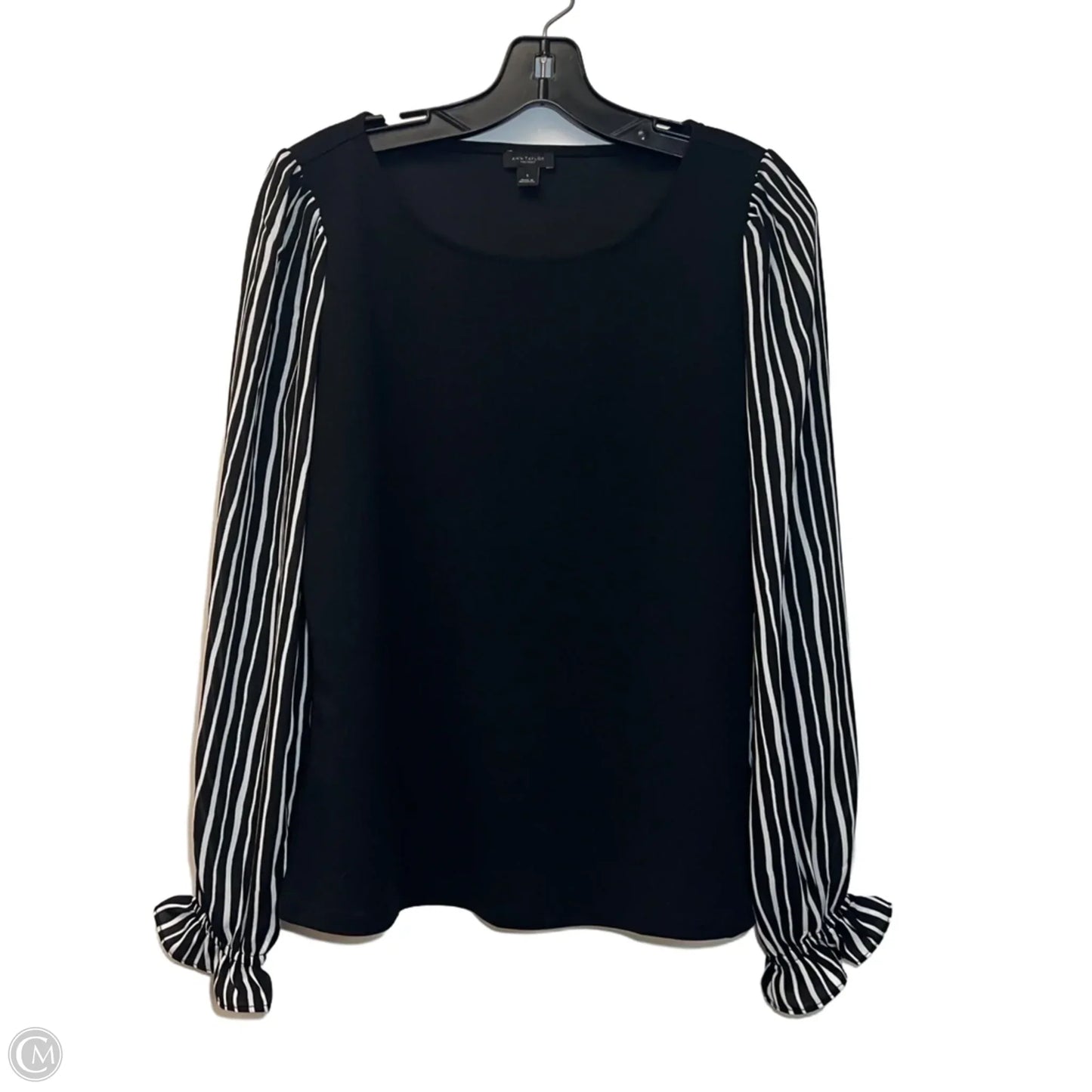 Blouse Long Sleeve By Ann Taylor In Black & White, Size: S