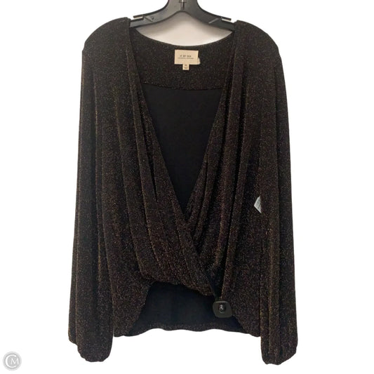 Top Long Sleeve By If By Sea In Black & Gold, Size: Xl