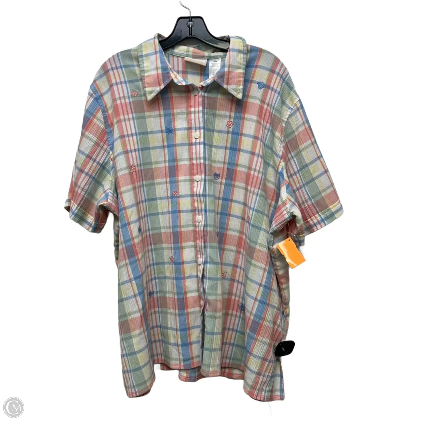 Top Short Sleeve By Alfred Dunner In Plaid Pattern, Size: 3x