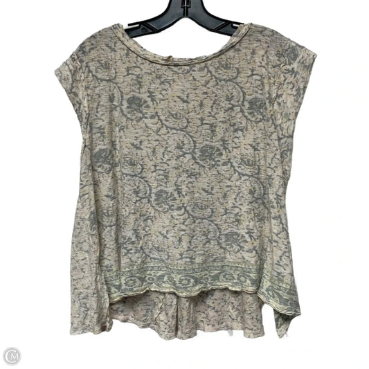 Top Short Sleeve By Free People In Grey & Yellow, Size: S