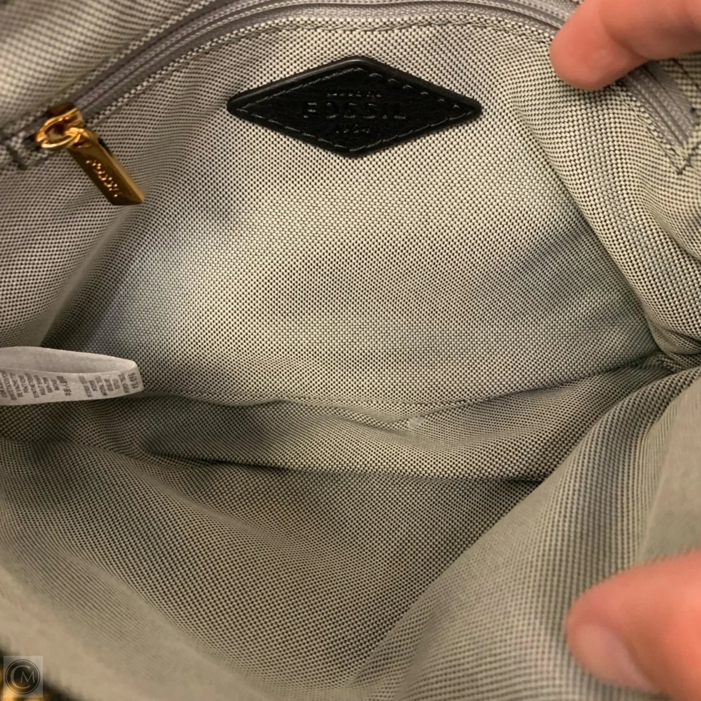 Handbag Leather By Fossil, Size: Small