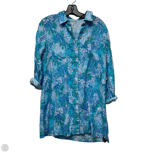 Swimwear Cover-up Designer By Lilly Pulitzer In Blue & Green, Size: S
