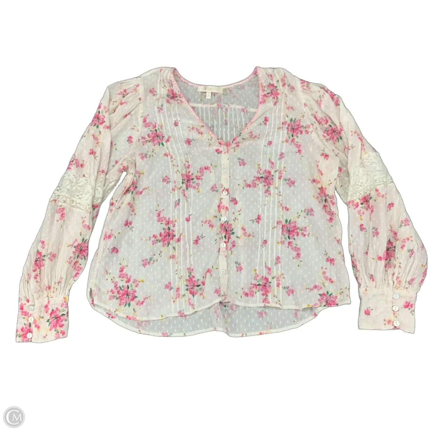 Top Long Sleeve By Loveshackfancy In Floral Print, Size: M