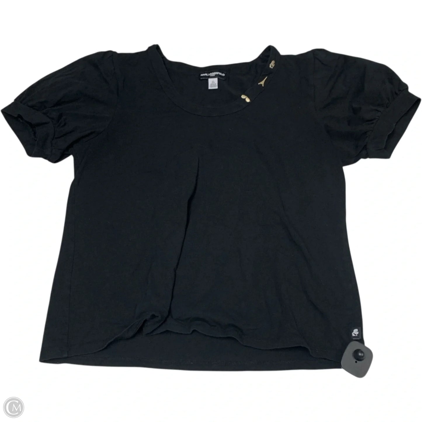 Top Short Sleeve Designer By Karl Lagerfeld In Black, Size: L