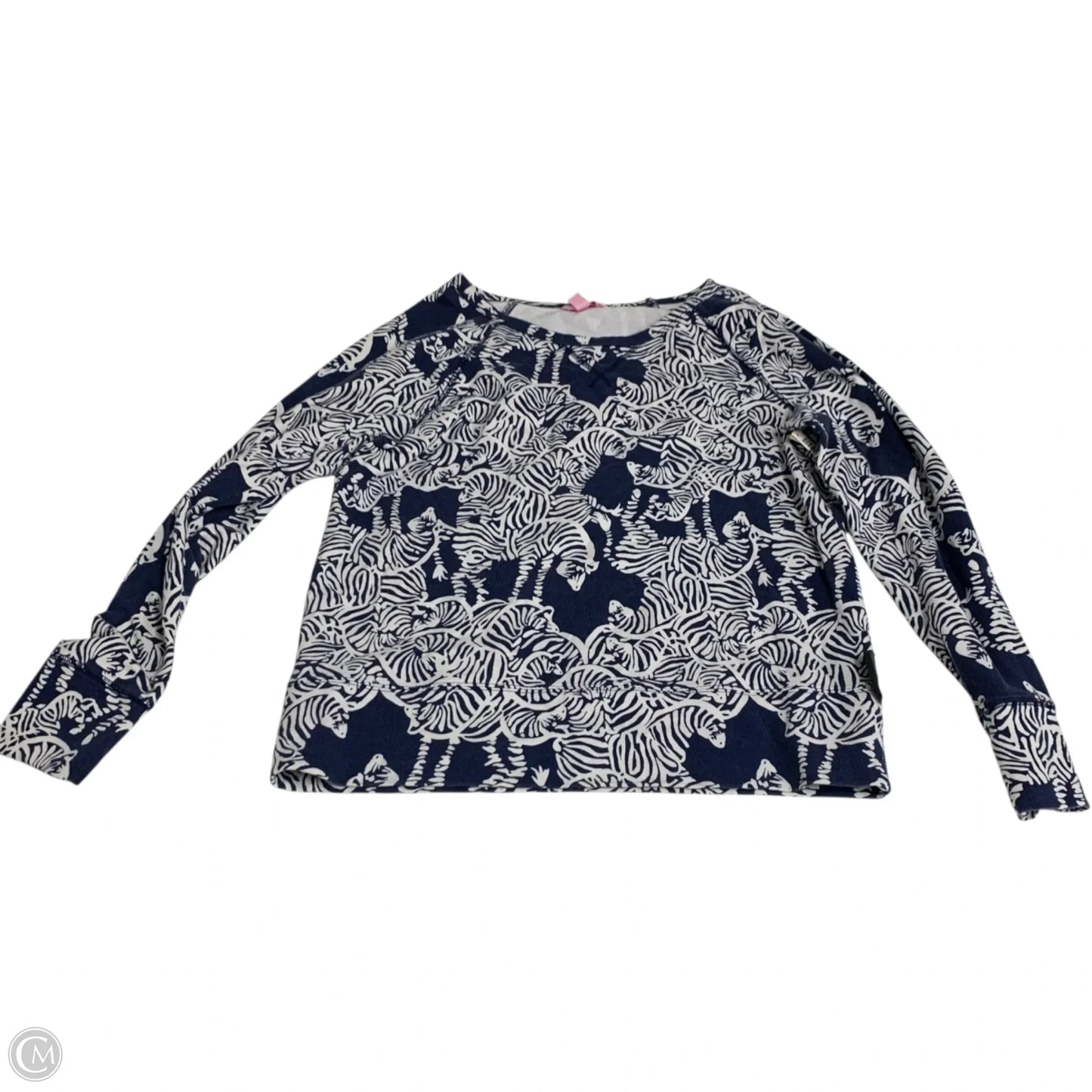 Top Long Sleeve Designer By Lilly Pulitzer In Blue & White, Size: L